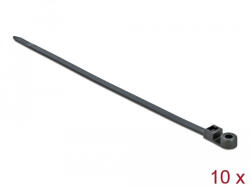 Delock Kábelkötöző szorító fűzőlyukkal Hx 300 x Sz 7, 6 mm, 10 darab fekete (18952) (18952) - flylite