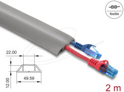 Delock Kábelcsatorna, PVC, hajlékony, 50 x 14 mm 2 m hosszú, szürke (20767)