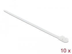 Delock Kábelkötöző szorító fűzőlyukkal Hx 300 x Sz 7, 6 mm, 10 darab fehér (18947) (18947) - flylite