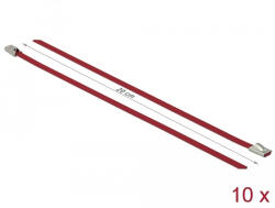 Delock Rozsdamentes Acél Kábelkötegek Hossza 200 x Szélesség 4, 6 mm piros 10 db (18777)