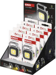 EMOS P4714, Újratölthető mini LED-es zseblámpa - kulcstartó, 750 lm, kínáló dobozban 10db (P4714)