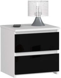 AKORD 2 fiókos éjjeliszekrény P40_40 - fehér/fényes fekete (OP0LCL2POLCZA)