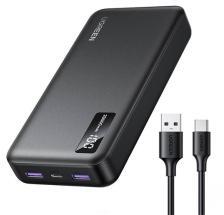 UGREEN PB312 vésztöltő 2 USB+Type-C aljzat (20000mAh, 20W, PD gyorstöltő, LED kijelző) FEKETE (170741)