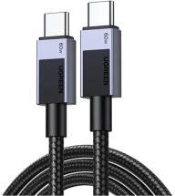 UGREEN L524 adatkábel (Type-C - Type-C, 60W, PD gyorstöltő, cipőfűző, 100cm) SÖTÉTSZÜRKE (170722)