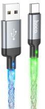 hoco. U112 adatkábel (USB - Type-C, 3A, gyorstöltő, LED fény, 100cm) SÖTÉTSZÜRKE
