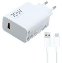Xiaomi HYPERCHARGE COMBO hálózati töltő USB aljzat (90W, gyorstöltő + Type-C kábel) FEHÉR (169362)