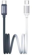 USAMS BICOLOR adatkábel (Type-C - Type-C, 60W, PD gyorstöltő, 120cm) FEKETE/FEHÉR