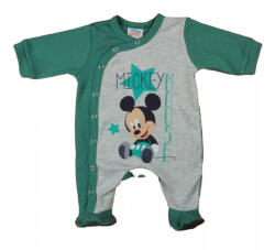 AB ABR Hosszú Ujjú Elől Patentos Pamut Rugi - Szürke-Zöld - Mickey Egér 62