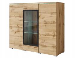  Modern, magas, 120 cm-es vitrinek a nappaliba, 3 ajtós, matt üveggel, Wotan