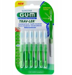 Sunstar 6 db-os fogközkefe készlet, GUM, Trav-Ler, mélytisztításhoz, klórhexidinnel kezelt, 1, 1 mm, zöld (BDI)
