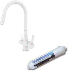 Dunatherm Invena GLAMOUR konyhai csaptelep, álló, flexi kifolyó, pult alá szerelhető vízszűrővel, fehér BZ-02-F02-V