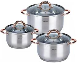 Kinghoff Rozsdamentes acél edénykészlet 6 elemes, KINGHOFF, 2, 9L, 3, 9L, 6, 6L, rózsa arany/ezüst (KH-1762Kinghoff)