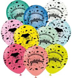  Ballagási bagoly mintás gumi lufi csomag Gratulálunk Ballagásod alkalmából felirattal 10db/cs 751502 (751502)