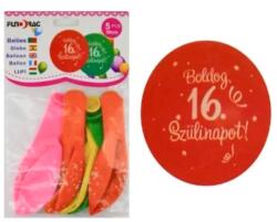  Boldog 16. születésnapot latex lufi 30cm 5db (210413)