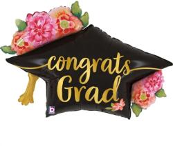  Ballagó kalap virágos díszítéssel fólia lufi hatalmas 104 cm 25181 (1058025181-P)