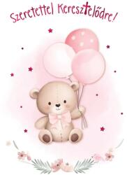 Cardex Üdvözlőlap képeslap keresztelőre Macis rózsaszín színű lányoknak Cardex (50CAR567)