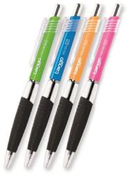 FlexOffice Golyóstoll 0, 35 mm nyomógombos kék írásszín áttetsző test FlexOffice Tango vegyes színű (FO-04BLUE)