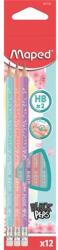 Maped Grafitceruza radírral HB háromszögletű vegyes pasztell színek 12 db/készlet Maped BlackPeps Pastel (851730)