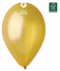Gemar 33 cm-es metál arany színű gumi léggömb csomag környezetbarát 10 db