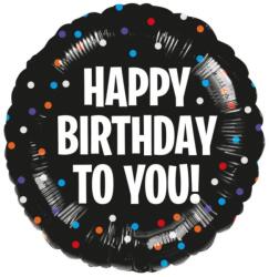  45 cm fólia lufi Happy Birthday to you feliratos gömb alakú fekete színű (0194099128346)