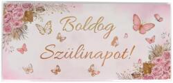  Díszboríték pénzboríték Boldog szülinapot felirattal pasztell rózsaszín pillangó mintával (662545)