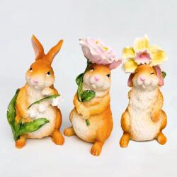  Húsvéti nyúl polyresin dekor 3 féle 7x16 cm ZT122695 (ZT122695)
