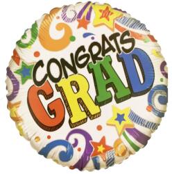 Conver Fólia lufi 45cm gömb Congrats Grad fehér vidám ballagási (M852722)