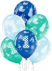  Gumi lufi 30 cm 1. születésnapos fiú vegyes színek 6 db/csomag (5414391002652)