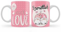  Bögre 3 dl - Szeretlek with LOVE Gnome Manók - Valentin Napi Ajándék - Szerelmes Ajándék (B993)