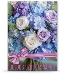 Ars Una Születésnapi köszöntő lila hortenzia és rózsa virágcsokor alkalmi extra borítékos képeslap üdvözlőlap Ars Una (30064836)