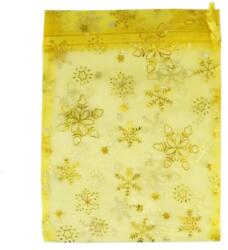  Organza tasak arany színű hópehely mintás nagy 18x23 cm JS794330 (JS794330)