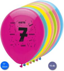  Évszámos 7. gumi lufi 30 cm-es 10 db-os csomag vegyes színekkel (8421332113374)