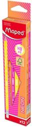 Maped Grafitceruza radírral HB háromszögletű Maped Black'Peps Neon vegyes színek 12 db/doboz (853717FC)