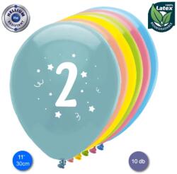  Évszámos 2. gumi lufi 30 cm-es 10 db-os csomag vegyes színekkel (8421332113329)
