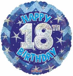  Fólia lufi hologramos Happy Birthday 18. évszám kék 45 cm 113014 (681070113014)