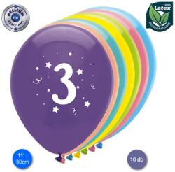  Évszámos 3. gumi lufi 30 cm-es 10 db-os csomag vegyes színekkel (8421332113336)