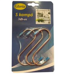  Kampó S alakú fémből gumis véggel 8cm 3db (E8-1404)