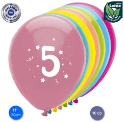  Évszámos 5. gumi lufi 30 cm-es 10 db-os csomag vegyes színekkel (8421332113350)