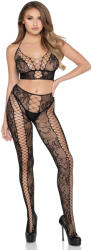 Leg Avenue Lace Crop Top and Tights 89368 Black