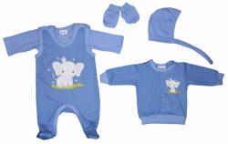 AB ABR 5 Részes Belül Bolyhos Baba Szett Elefánt Mintával - Kék 56