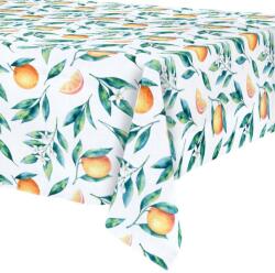 Excellent Houseware Terítő, Excellent Houseware, 180x130 cm, Poliészterből készült, Vízálló, Foltálló, Kézzel Mosható, Fehér, Narancssárga Mintával (139800-W2)