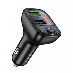 BOROFONE Bluetooth FM adó és autós töltő Borofone BC41 Eminency, 2 x USB-A - 1 x microSD, fekete