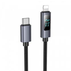 hoco. USB-C - Lightning kábel Hoco Display X112, 27W, 1m, fekete
