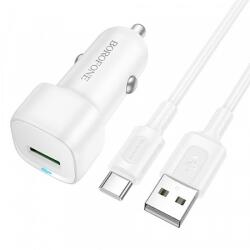 BOROFONE BZ34 Cloud autós töltő, 18W, 3A, 1 x USB-A, USB-C kábellel, fehér