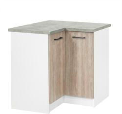  Praktik 90 alsó sarok szekrény 2 ajtós, fehér-sonoma tölgy (PR90A2ASFHST)