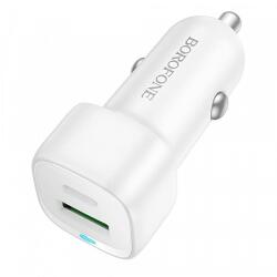 BOROFONE BZ34B Cloud autós töltő, 20W, 3A, 1 x USB-A - 1 x USB-C, fehér