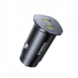 Baseus GoTrip autós töltő, 30W, 3A, 2 x USB-C, fekete