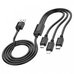 hoco. USB-A - Lightning / microUSB / USB-C töltőkábel Hoco X74 3 az 1-ben, 18 W, 2, 4 A, 1 m, fekete