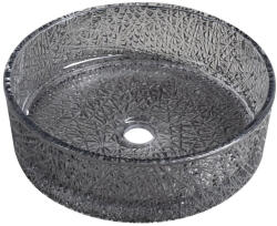 SAPHO ERSEL gravírozott üvegmosdó, átm. : 39, 5cm, fekete (TY323B) (TY323B)