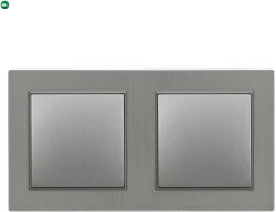 Leziter Nova kettős egy áramkörös egypólusú kapcsoló 101 szürke szálcsiszolt kerettel